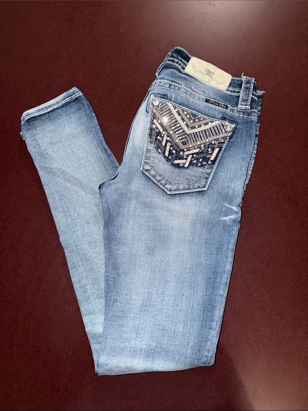 Miss Me Light Blue Embellished Skinny Jeans
